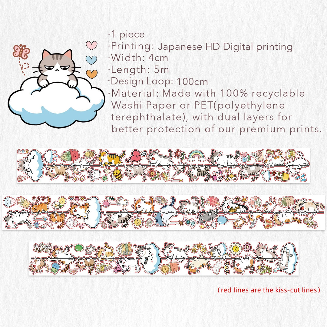 The Washi Tape Shop - Pre-cut Kitty Cascade Washi/PET Tape