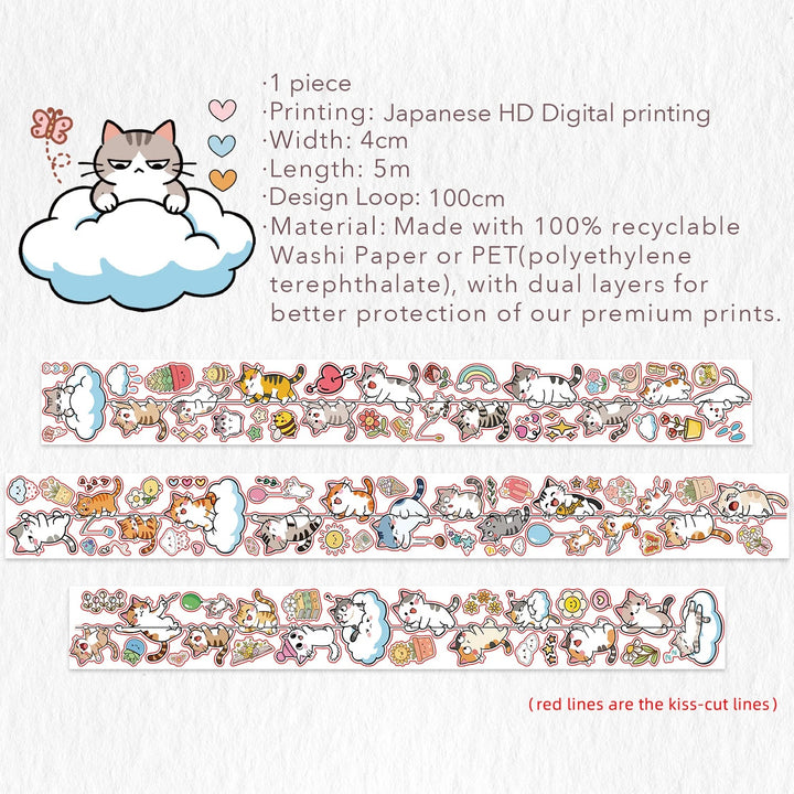 The Washi Tape Shop - Pre-cut Kitty Cascade Washi/PET Tape