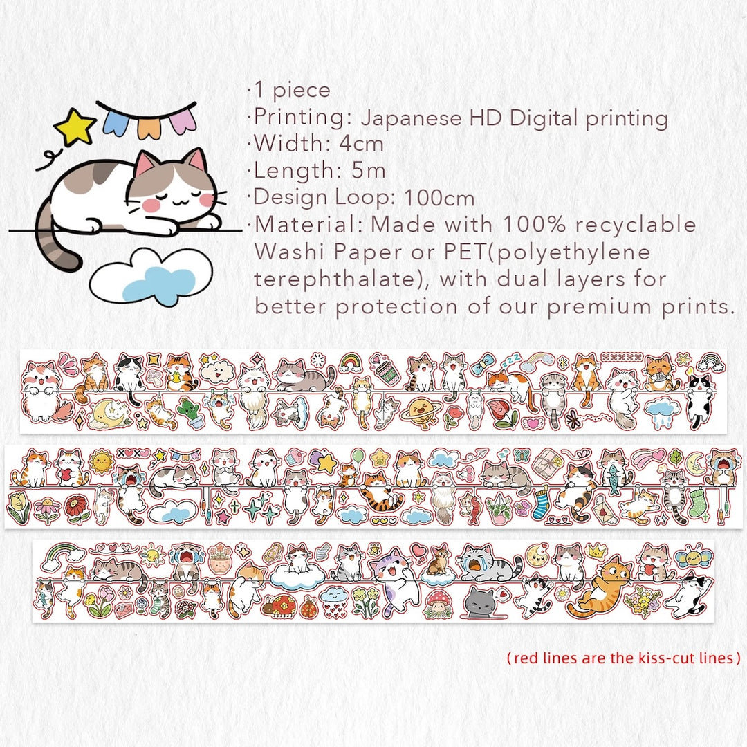 The Washi Tape Shop - Pre-cut Kitty Conga Washi/PET Tape