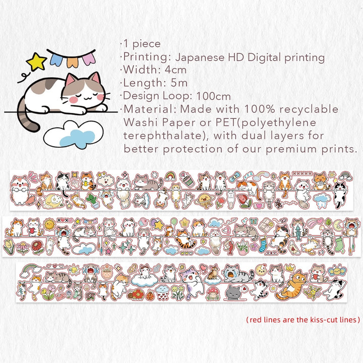 The Washi Tape Shop - Pre-cut Kitty Conga Washi/PET Tape