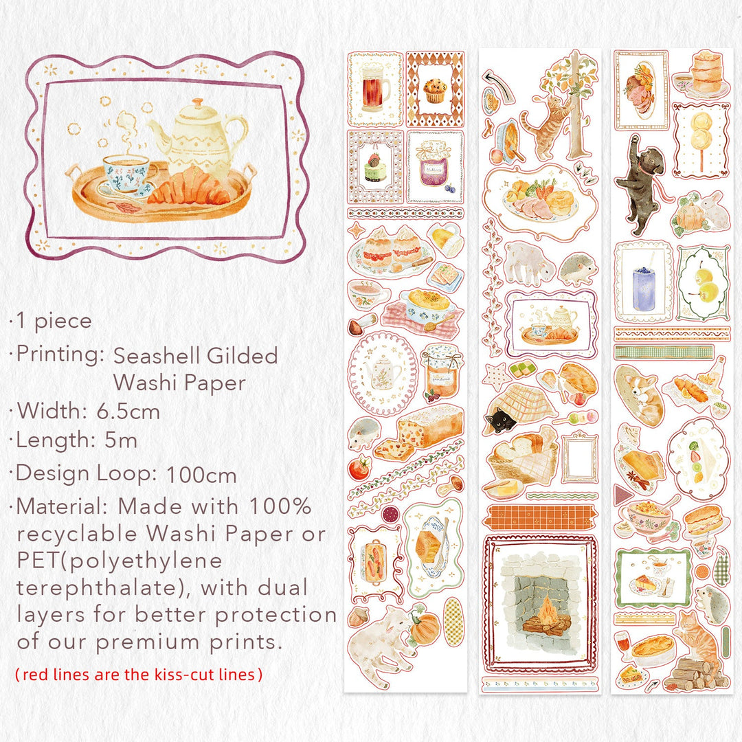 Full design loop and specifications for The Washi Tape Shop Autumn Pantry Wide Washi/PET Tape