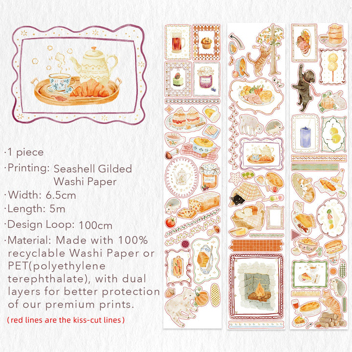 Full design loop and specifications for The Washi Tape Shop Autumn Pantry Wide Washi/PET Tape