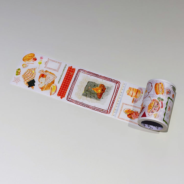 The Washi Tape Shop Autumn Pantry Wide Washi/PET Tape unrolled to show the pre-cut pieces