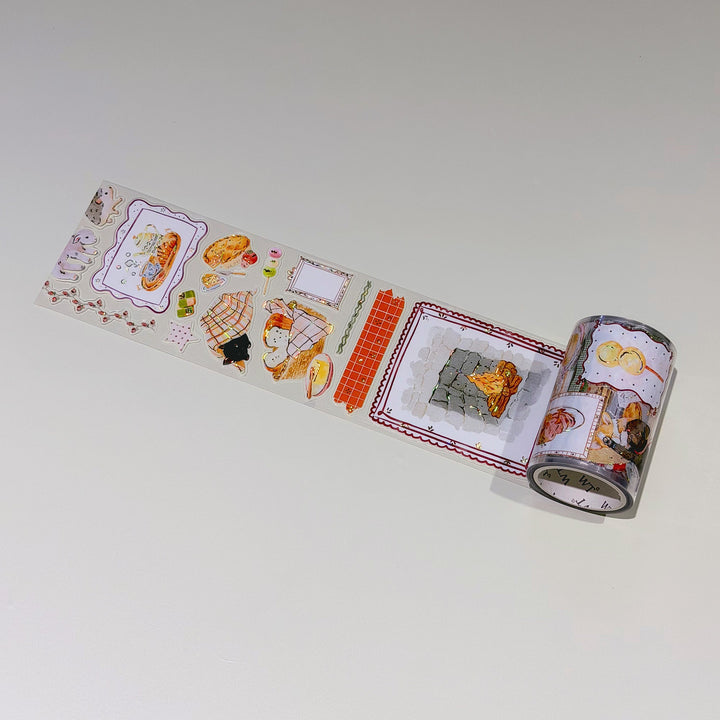 Second roll of The Washi Tape Shop Autumn Pantry Wide Washi/PET Tape unrolled to show the pre-cut pieces
