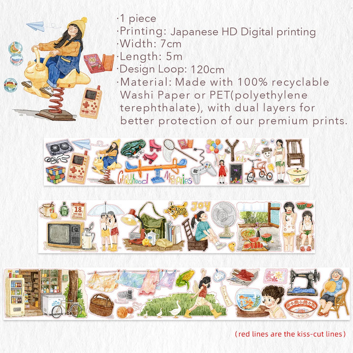 The Washi Tape Shop - Pre-cut Childhood Memories Washi/PET Tape