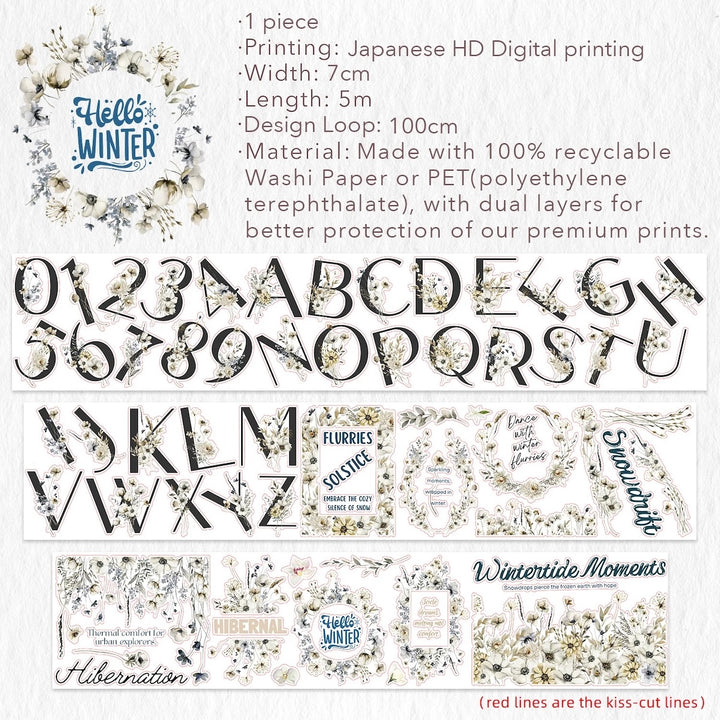 The Washi Tape Shop - Pre-cut Frosted Letters Wide Washi/PET Tape