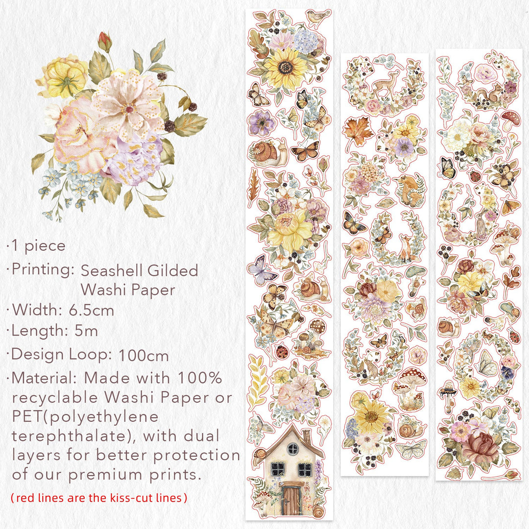 Full design loop and specifications for The Washi Tape Shop Golden Harvest Wide Washi/PET Tape