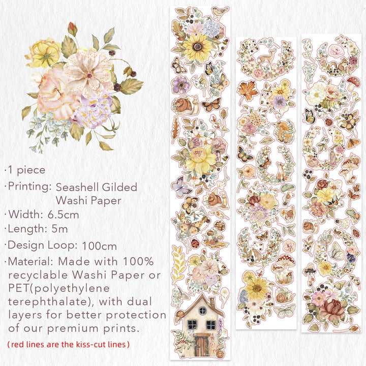 Full design loop and specifications for The Washi Tape Shop Golden Harvest Wide Washi/PET Tape
