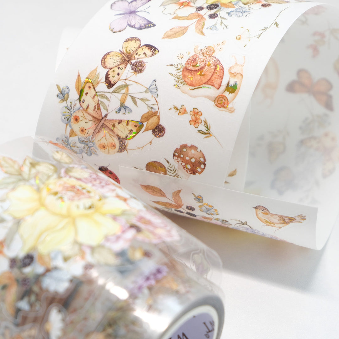 The Washi Tape Shop Golden Harvest Wide Washi/PET Tape partly unrolled to show the pre-cut pieces