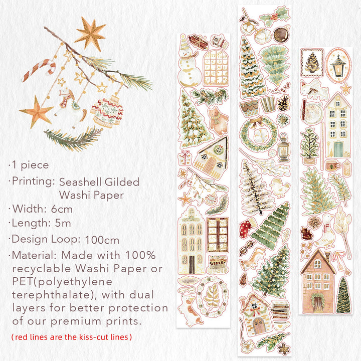 Full design loop and specifications for The Washi Tape Shop Holiday Hamlet Wide Washi/PET Tape