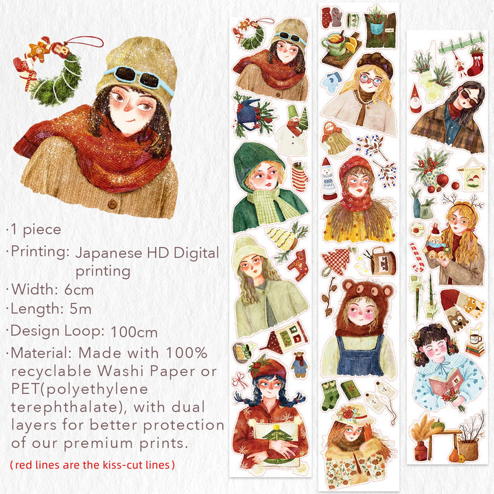 Full design loop and specifications for The Washi Tape Shop Holly Belle Wide Washi/PET Tape