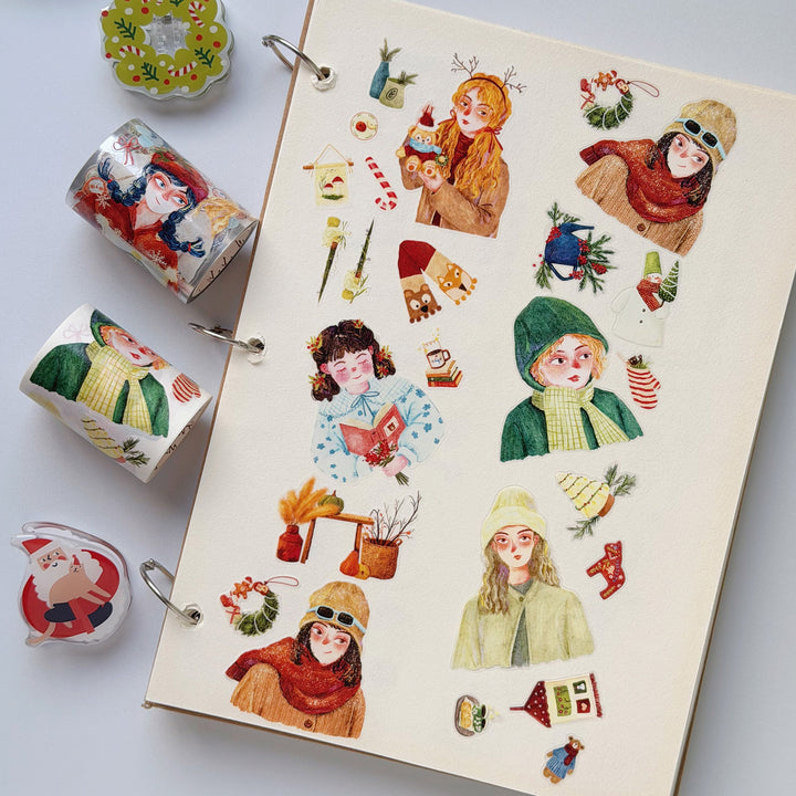 Journal page decorated with pieces from The Washi Tape Shop Holly Belle Wide Washi/PET Tape