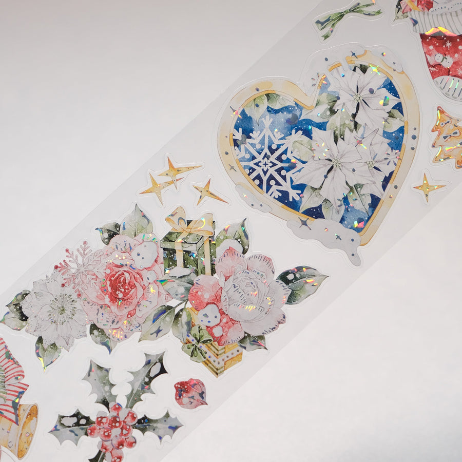 Clear PET version of The Washi Tape Shop Holly Bloom Wide Washi/PET Tape unrolled