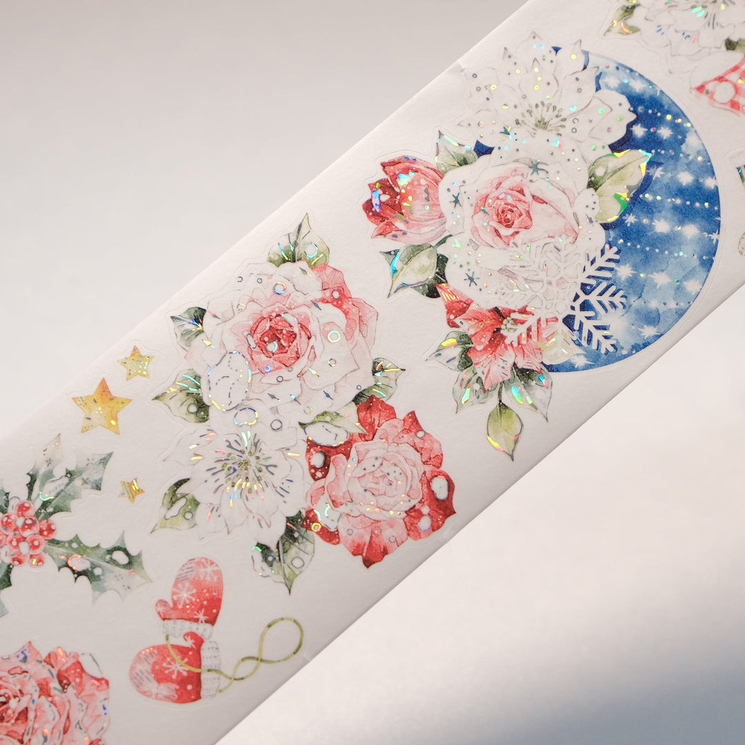 Washi version of The Washi Tape Shop Holly Bloom Wide Washi/PET Tape unrolled