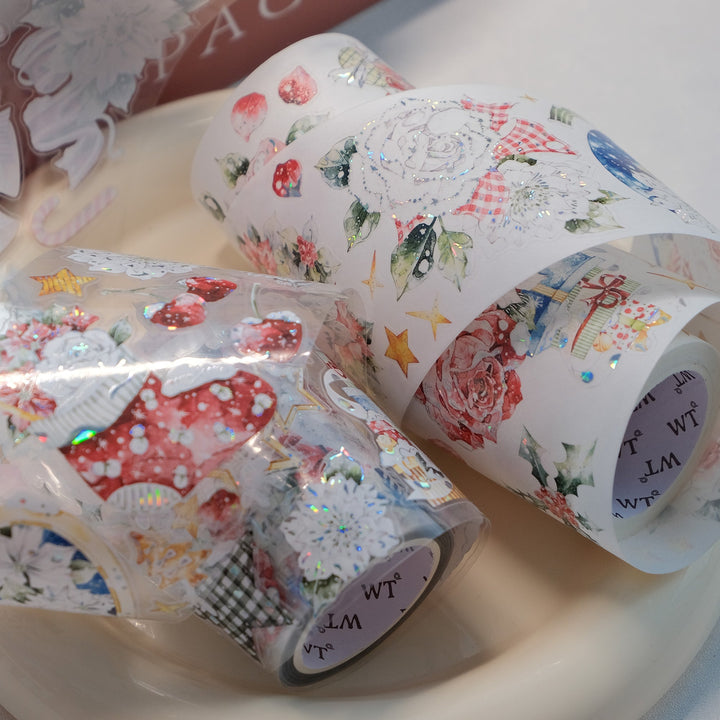 Close up of the illustrations on The Washi Tape Shop Holly Bloom Wide Washi/PET Tape