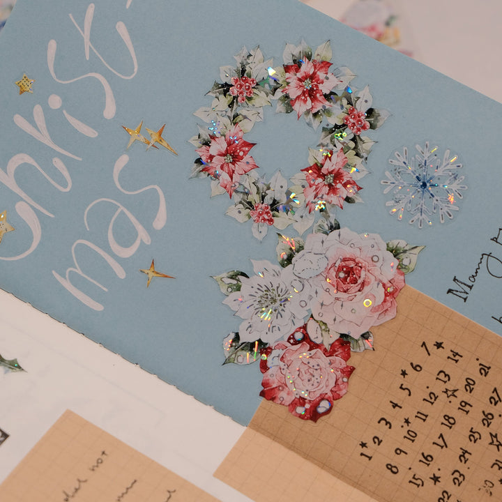 Open journal decorated with The Washi Tape Shop Holly Bloom Wide Washi/PET Tape