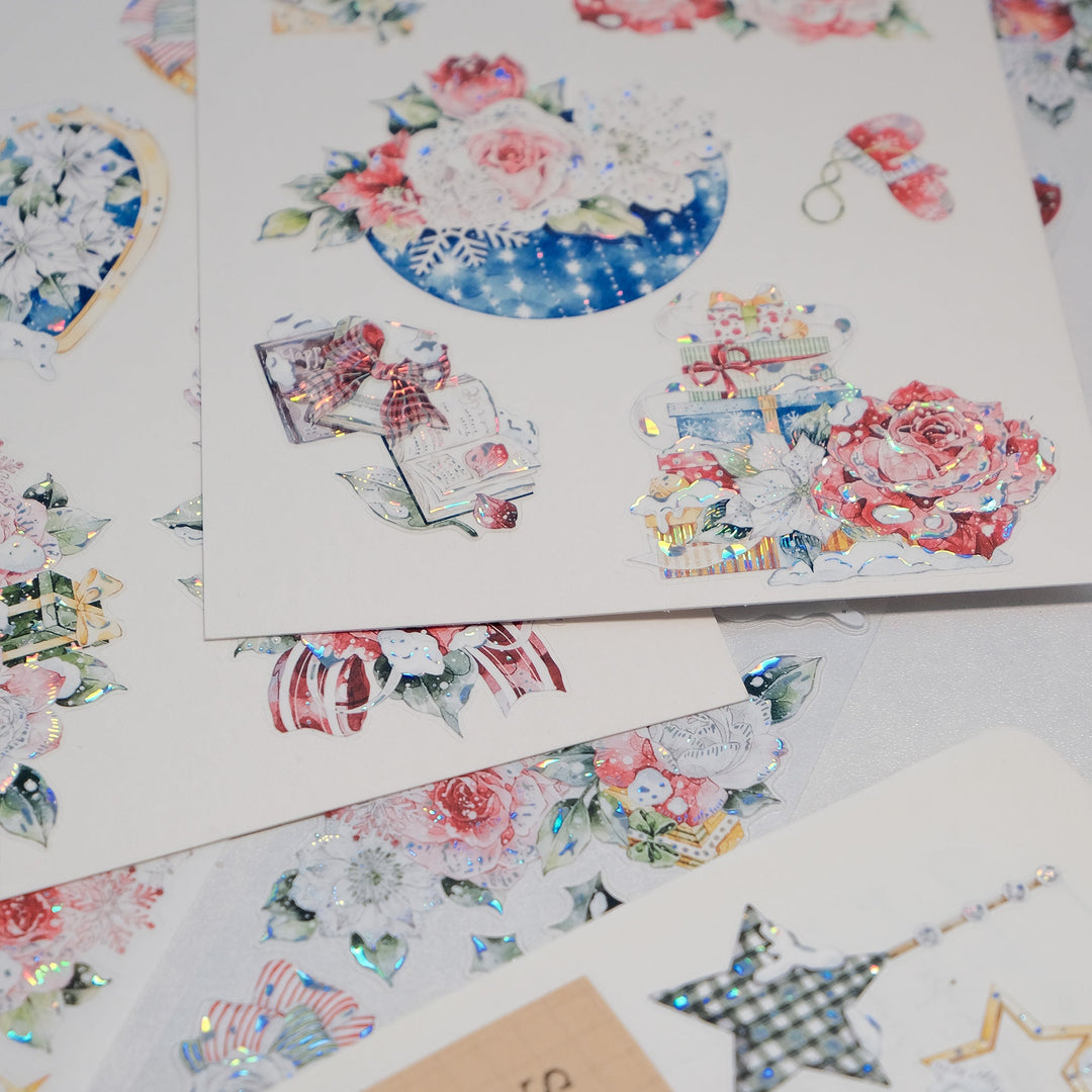 Journal page decorated with pieces from The Washi Tape Shop Holly Bloom Wide Washi/PET Tape