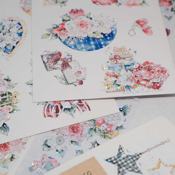 Journal page decorated with pieces from The Washi Tape Shop Holly Bloom Wide Washi/PET Tape