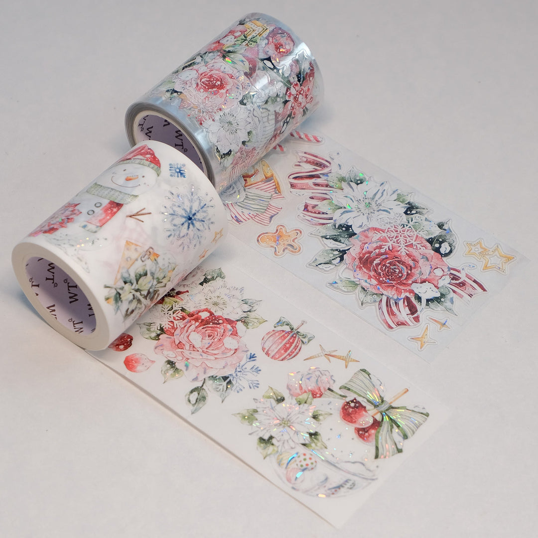 The Washi Tape Shop Holly Bloom Wide Washi/PET Tape partly unrolled to show the pre-cut pieces