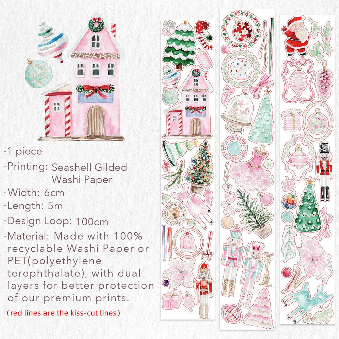 Full design loop and specifications for The Washi Tape Shop Pink Frost Wide Washi/PET Tape