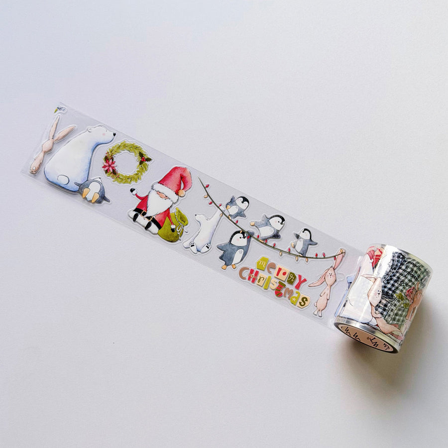 Clear PET version of The Washi Tape Shop Polar Pals Wide Washi/PET Tape unrolled