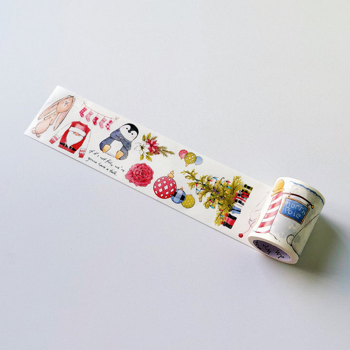 Washi version of The Washi Tape Shop Polar Pals Wide Washi/PET Tape unrolled
