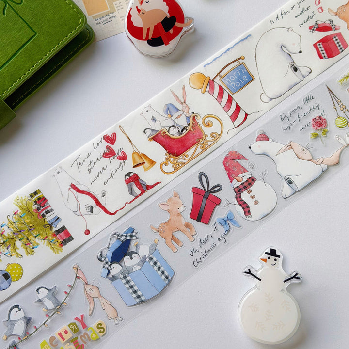 Close up of the illustrations on The Washi Tape Shop Polar Pals Wide Washi/PET Tape