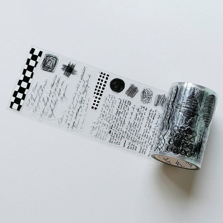 Clear PET version of The Washi Tape Shop Scribbled Thoughts Wide Washi/PET Tape unrolled