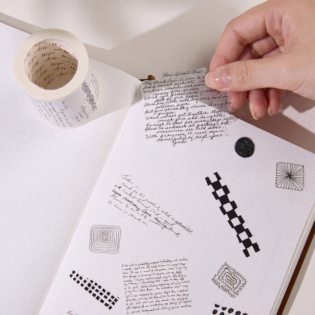 Close up of the illustrations on The Washi Tape Shop Scribbled Thoughts Wide Washi/PET Tape