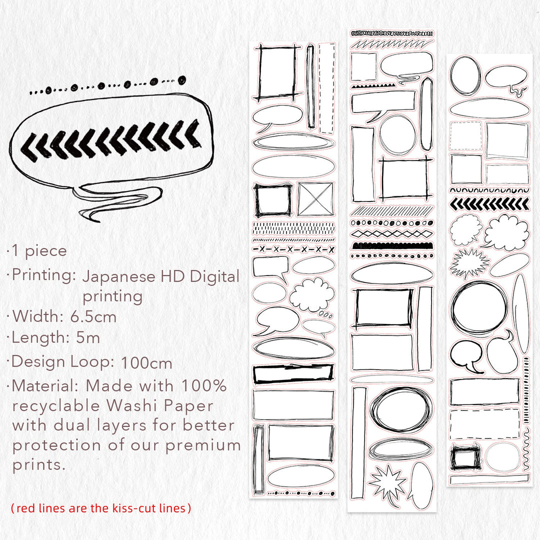 Full design loop and specifications for The Washi Tape Shop Speech Bubbles Wide Washi Tape