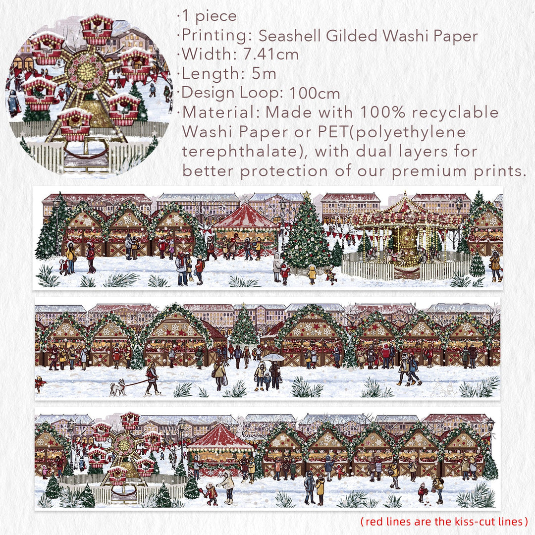Full design loop and specifications for The Washi Tape Shop Yuletide Glow Wide Washi/PET Tape