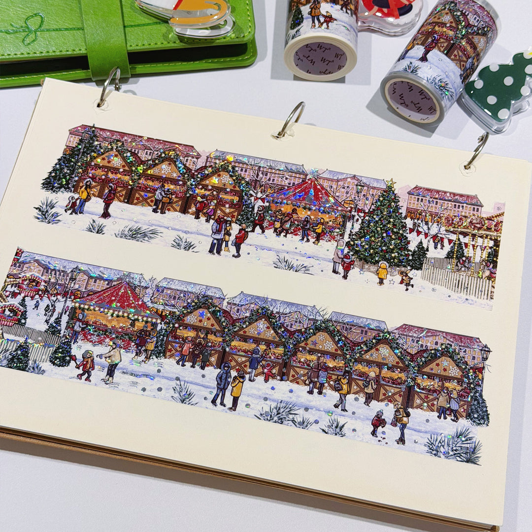 Close up of the seashell gilded Christmas market on The Washi Tape Shop Yuletide Glow Wide Washi/PET Tape