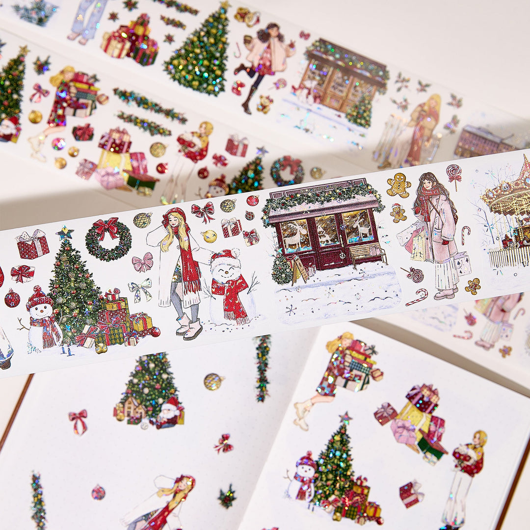 Close up of the illustrations on The Washi Tape Shop Yuletide Village Wide Washi/PET Tape