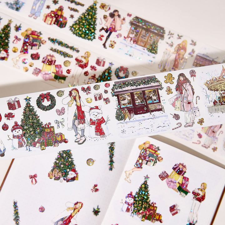 Close up of the illustrations on The Washi Tape Shop Yuletide Village Wide Washi/PET Tape