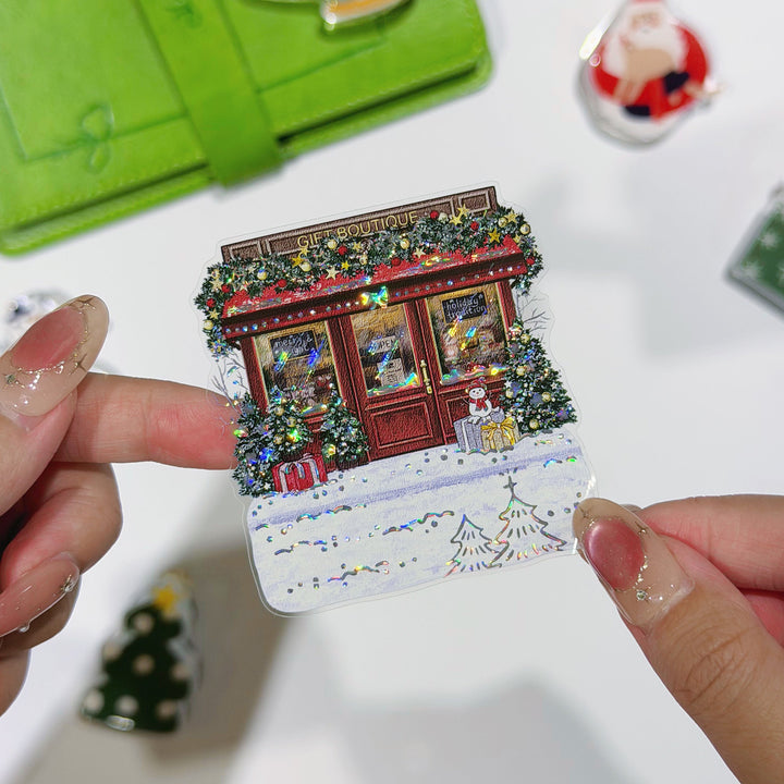 Single pre-cut piece from The Washi Tape Shop Yuletide Village Wide Washi/PET Tape with its seashell gilded rooftops and fairy lights