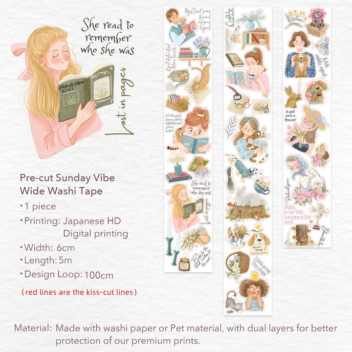 The Washi Tape Shop - Pre-cut Sunday Vibe Wide Washi/PET Tape