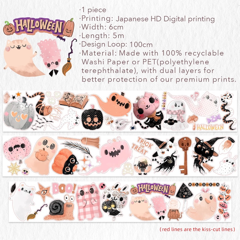 The Washi Tape Shop - Pre-Cut Boogie Boo Wide Washi/PET Tape