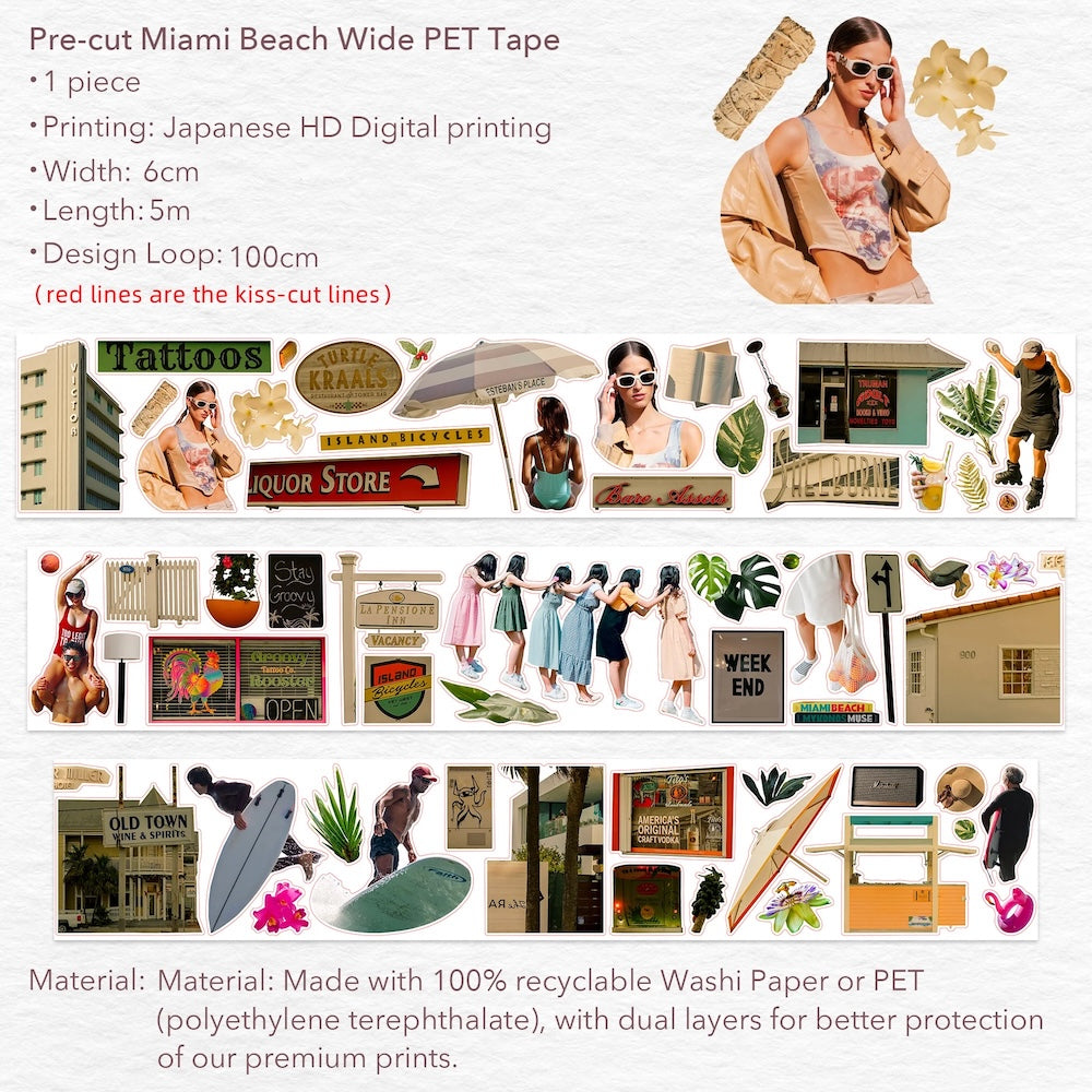 The Washi Tape Shop - Pre-Cut Miami Beach Wide PET Tape