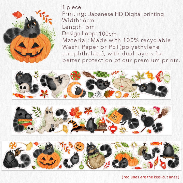 The Washi Tape Shop - Pre-Cut Shadow Paws Wide Washi/PET Tape