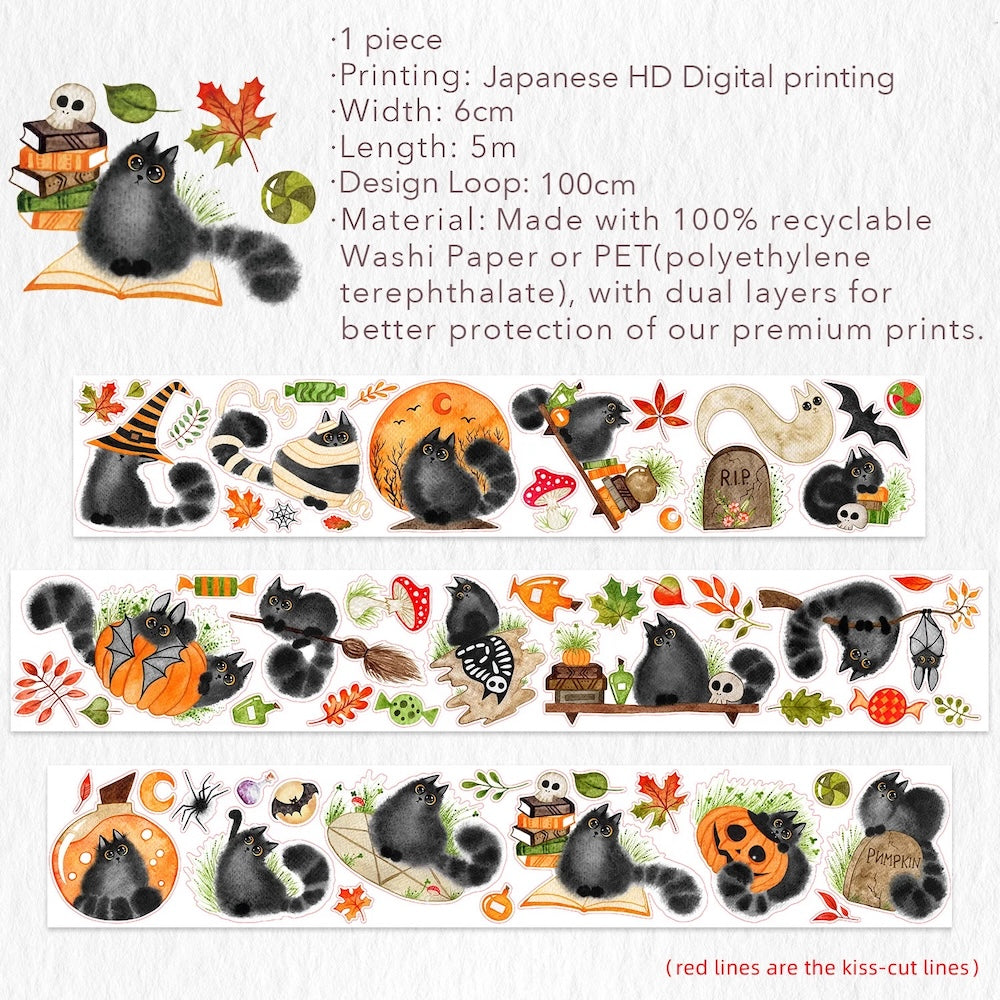 The Washi Tape Shop - Pre-Cut Spooky Tails Wide Washi/PET Tape
