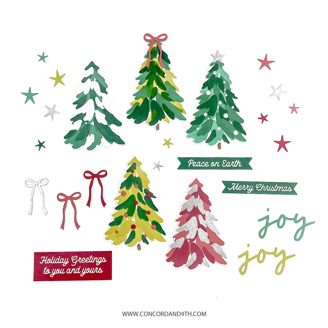 Triple StepEvergreenStep outs concord & 9th - triple-step evergreen stamps & dies bundle – hobby