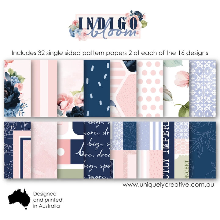 Uniquely Creative - Mini Paper Pack - Indigo Bloom 6" x 6"