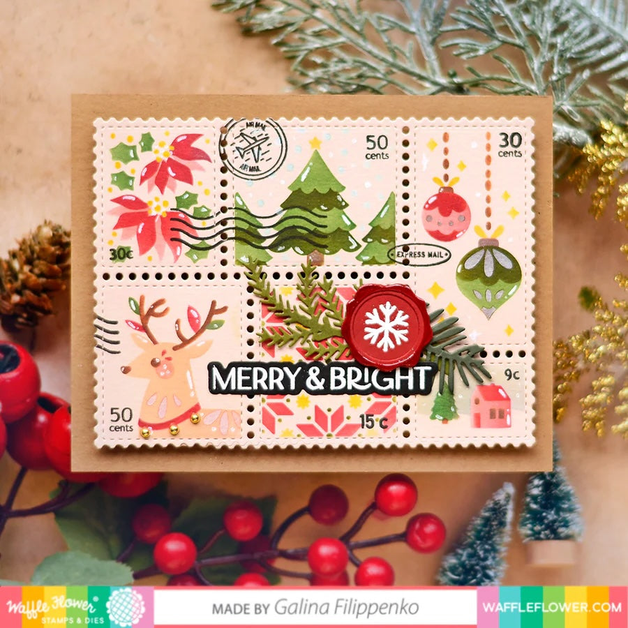 waffle flower postage collage christmas stencil 421425
