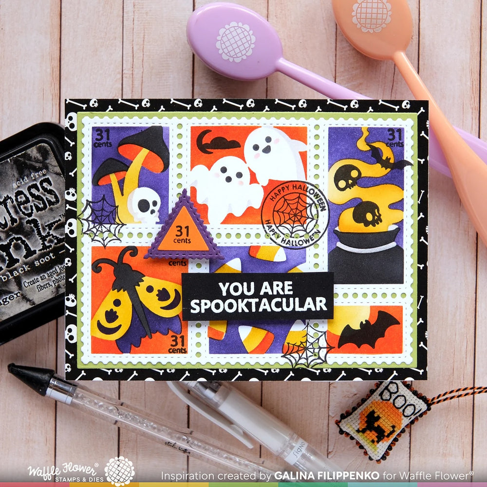 waffle flower postage collage spooktacular stencil 421832
