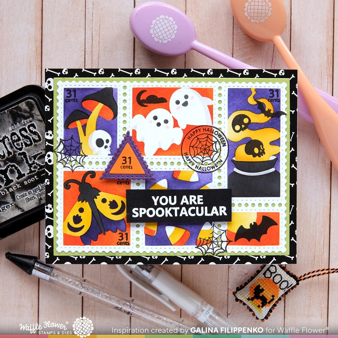 waffle flower postage collage spooktacular stencil 421832