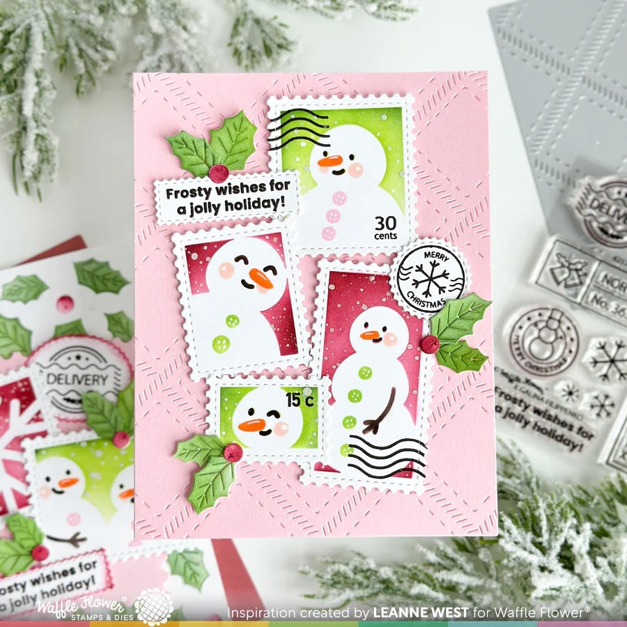 waffle flower postage collage snowman stencil 421766