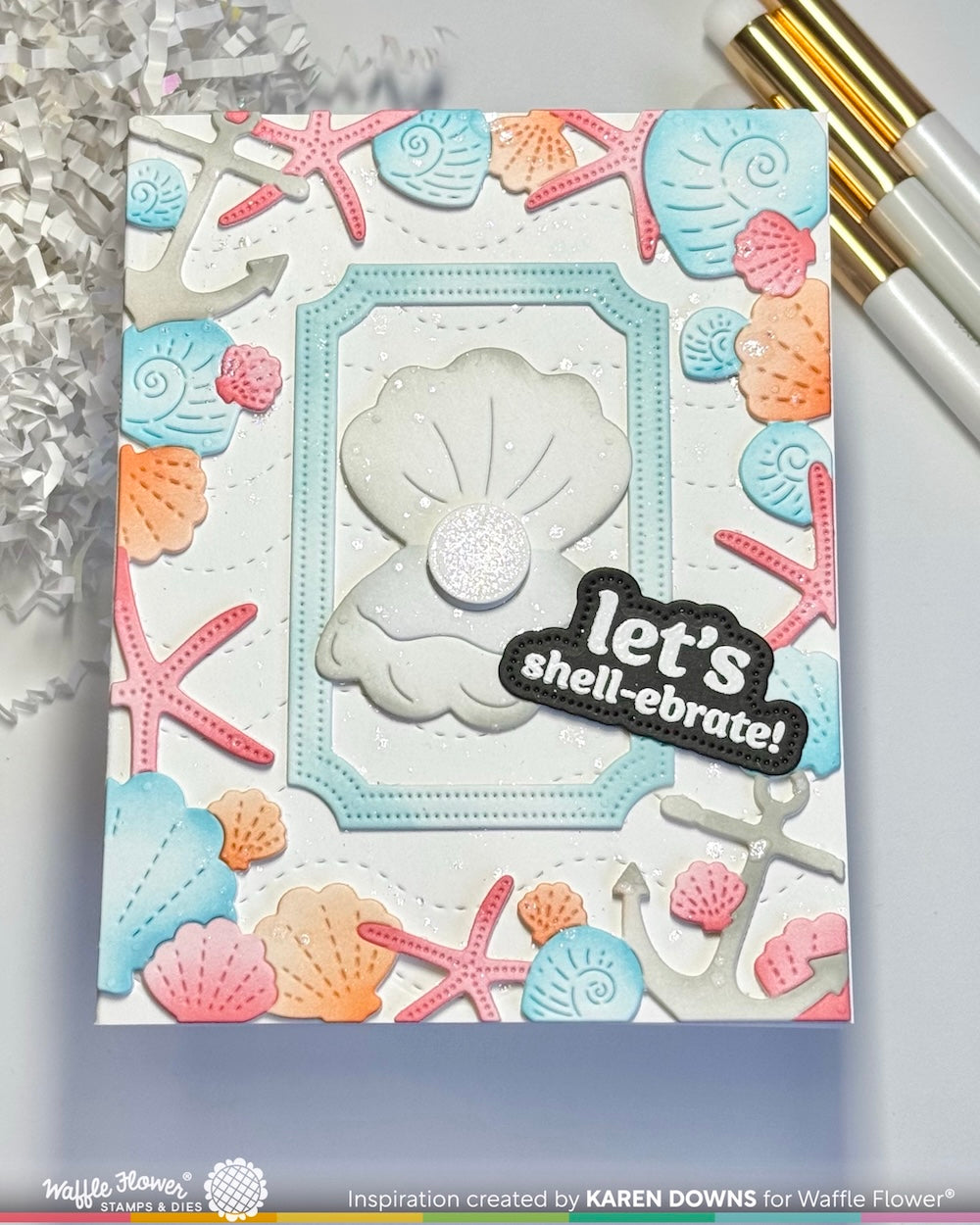 waffle flower seashell frame coloring stencil - 422087 card example