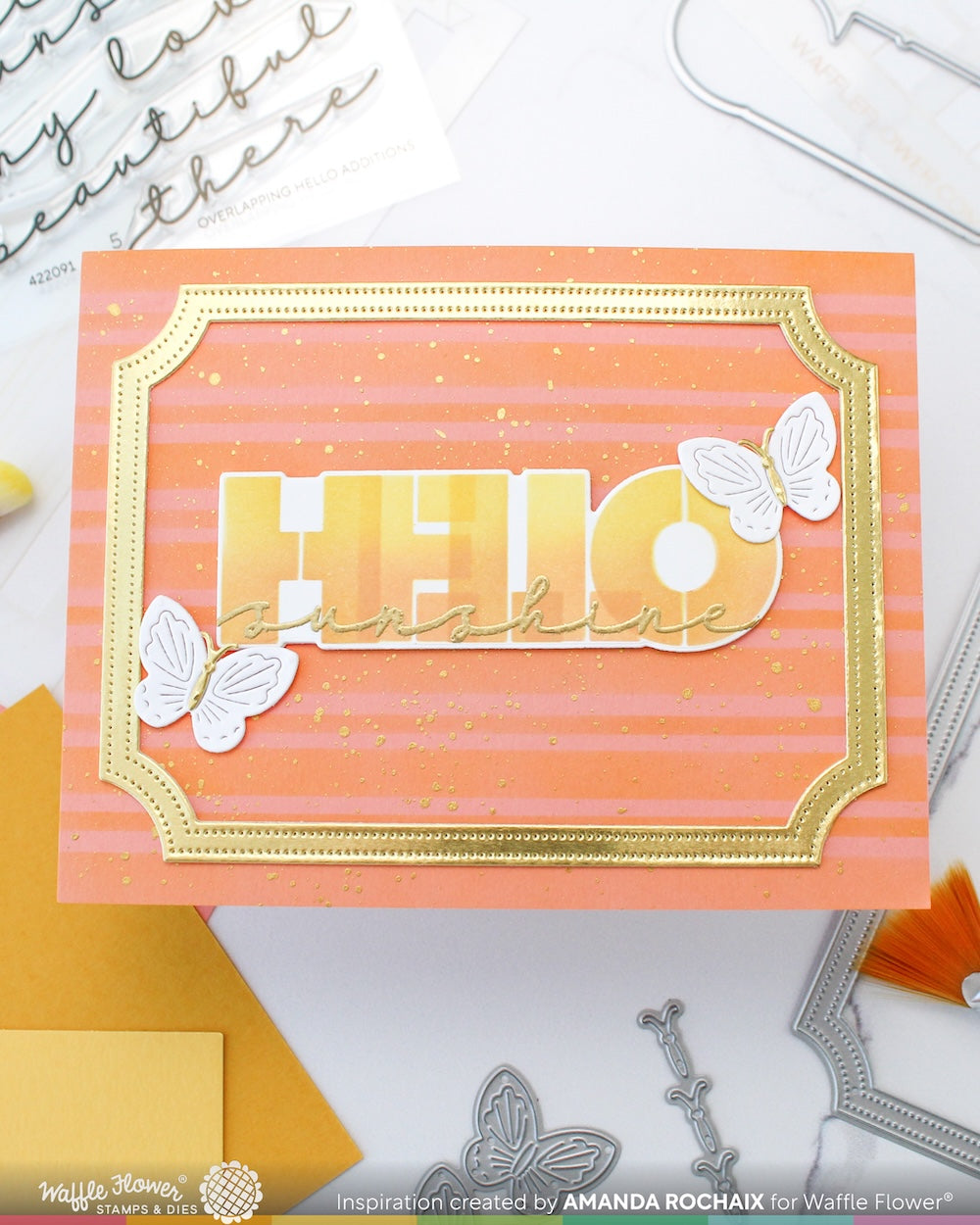 waffle flower overlapping hello additions stamp set - 422091 sample