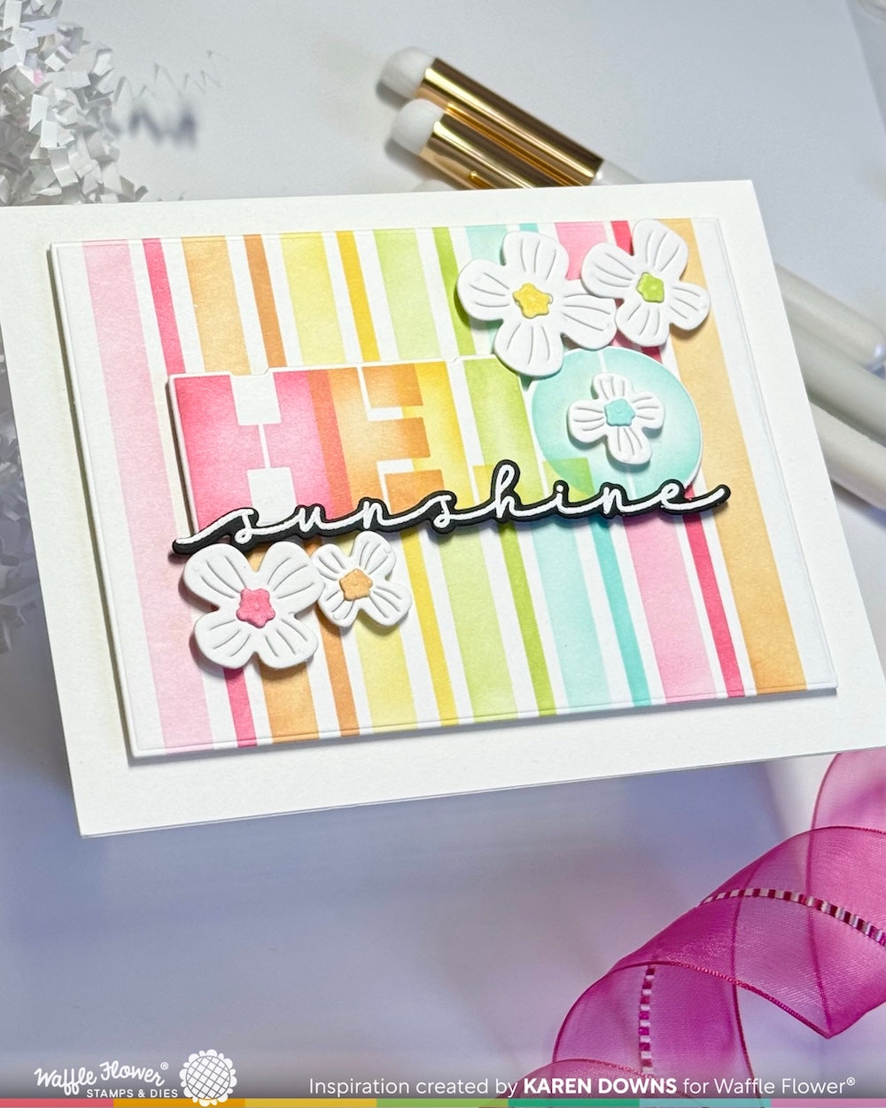 waffle flower overlapping hello additions stamp set - 422091 example