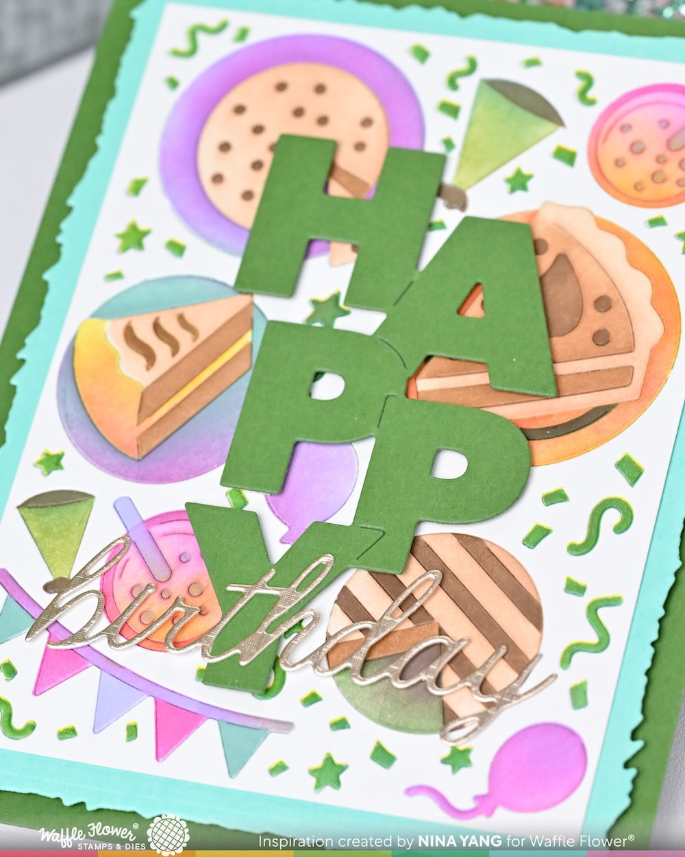 Waffle Flower - Overlapping Vertical Happy Word Die